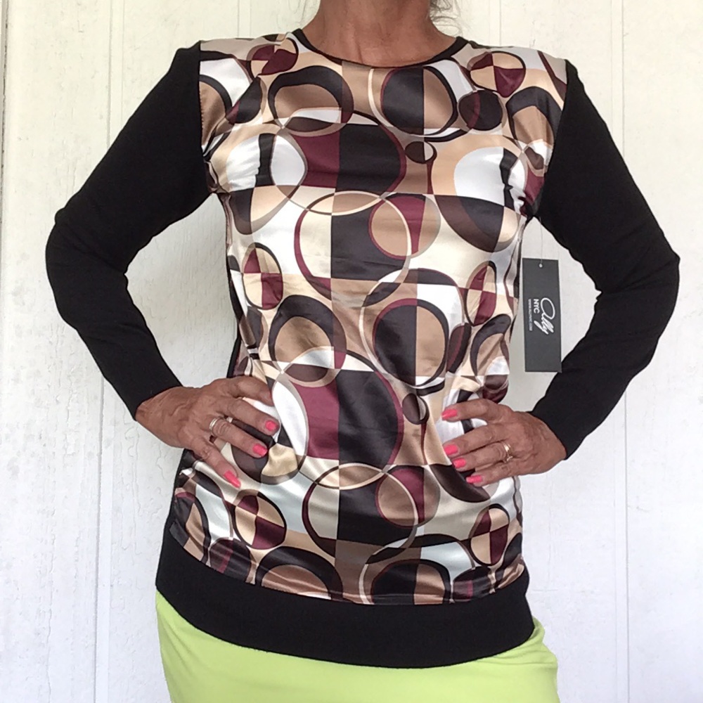 ALLY NYC SCARF PRINT SWEATER NWT MEDIUM
